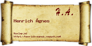 Henrich Ágnes névjegykártya